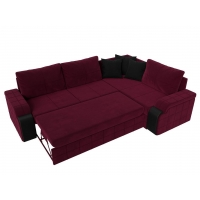 Угловой диван Николь (микровельвет бордовый чёрный) - Изображение 1